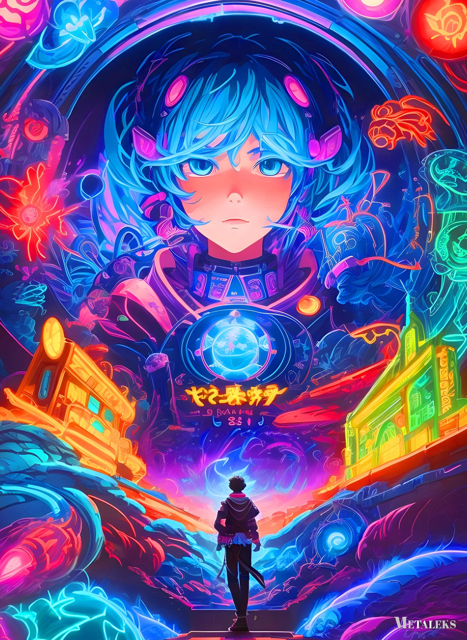 Motoko Kusanagi Ghost in the Shell Neon Art