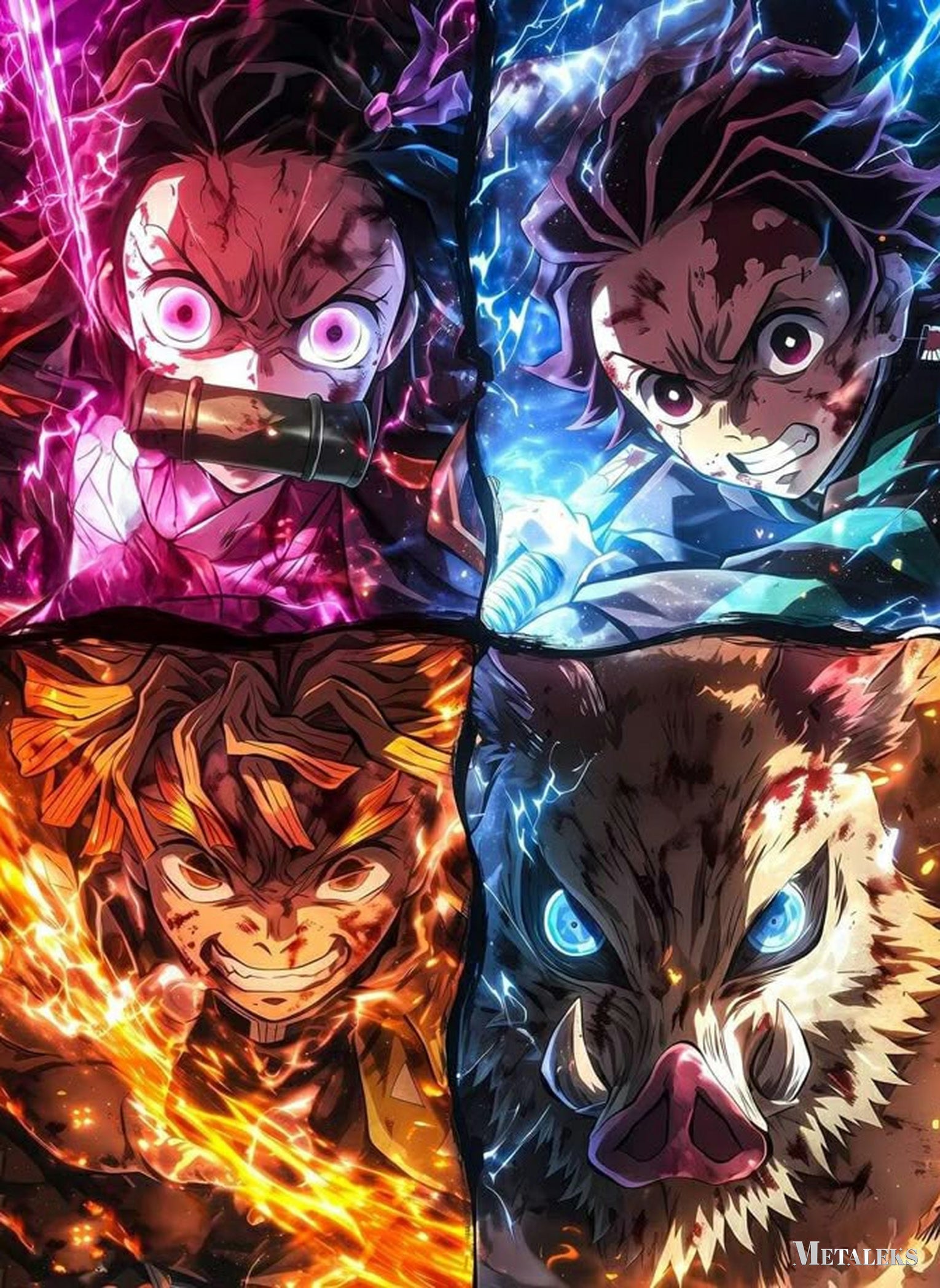 Nezuko Kamado Tanjiro Kamado Zenitsu Agatsuma Inosuke Hashibira Demon Slayer A0726-25